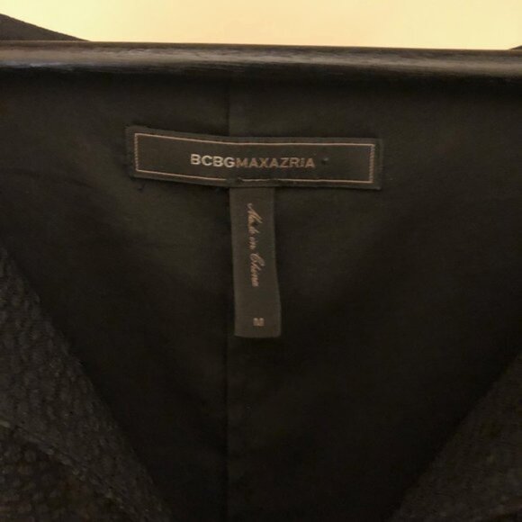 New BCBGMaxAzria Bette jacquard minimalist notch collar boxy high-low mini dress - Picture 16 of 16